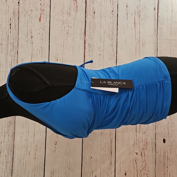 NWT La Blanca Blue Island Goddess Over the shoulder Twist Front Tankini top - Picture 12 of 16